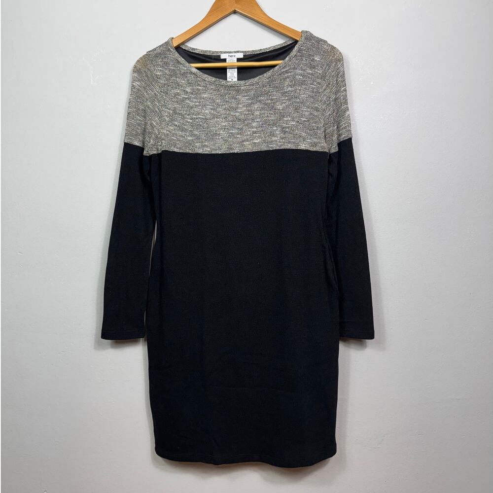 Bar lll Contrast Long Sleeve Dress Black/Metallic Women's Size M